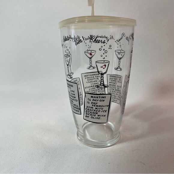 Vintage MCM Atomic Age cocktail recipe mixer cup with lid - Picture 8 of 9